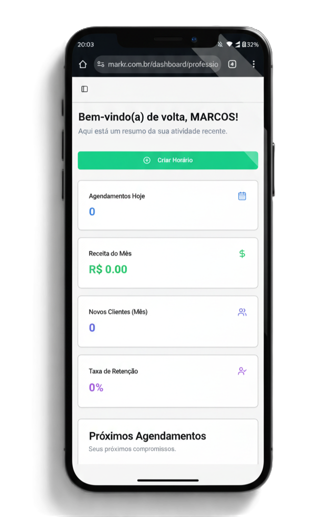 Mockup do aplicativo Markr em um celular